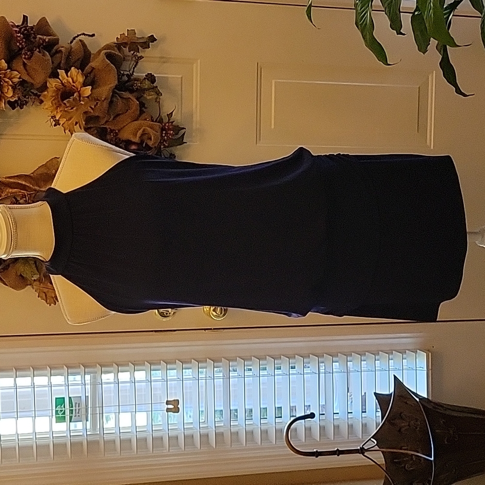 EnFocus Studio Little Black Dress halter blouson stretch sleeveless size 6 EUC…